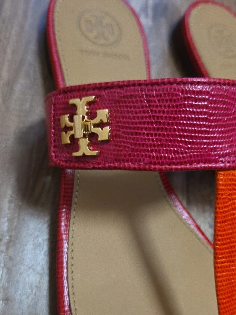 Tory Burch Pink & Orange Logo Thong Sandal